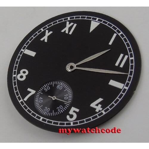 38.9mm black california dial blue hands fit ETA 6498 mens watch D78 (Dial+hands)