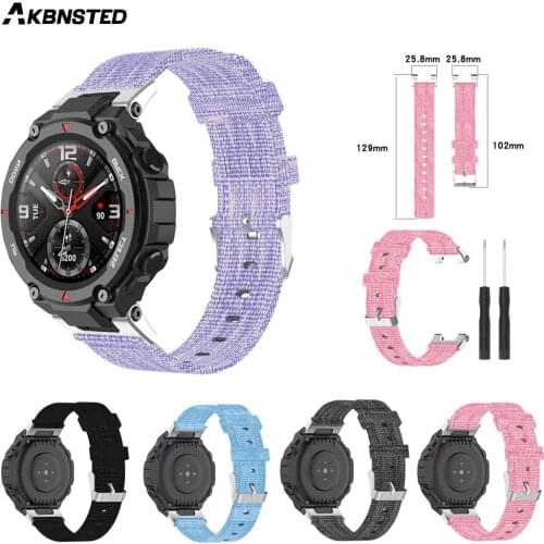 AKBNSTED For Huami Amazfit T-Rex Pro Woven Canvas Smart Watch Band For Xiaomi Amazfit T-Rex Wrist Strap Bracelet Sport Accessory