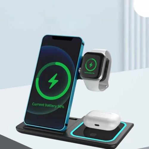 15W 3 in 1 Qi Wireless Charger Stand for iPhone 12 11 XS XR X 8 AirPods Pro Charging Dock Station For Apple Watch iWatch