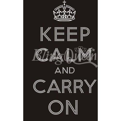 BlingQueen 25PCS/LOT Korean Rhinestone Transfers Keep Calm and Carry On Design