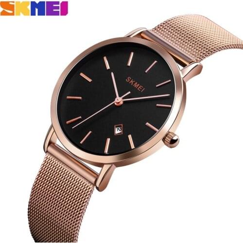 SKMEI Fashion Women Watch Ladies Simple Casual Quartz Wristwatches 3bar Waterproof Stainless Steel Watchband reloj mujer 1530