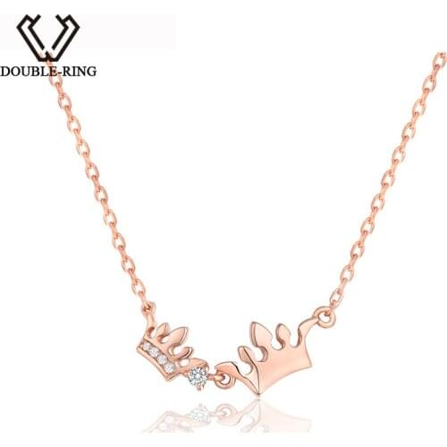 DOUBLE-R Silver Necklace Women 925 Sterling Silver Crown 0.03ct Diamond Necklace Romantic Black Friday Fine Jewelry Customized