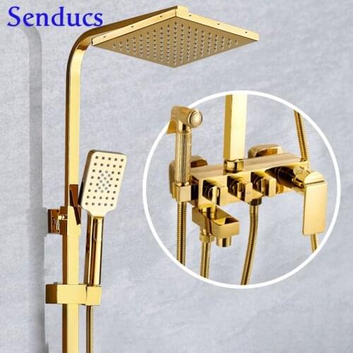 Electroplated Gold Silver White Black Hot Cold Thermostatic Bathroom Shower System Wall Mounted Brass Core 3 Functions Shower