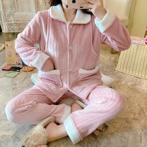 Fdfklak Maternity Clothes For Nursing Mothers Flannel Nightie For Pregnant Winter New Warm Nursing Pajama Pijama Maternal