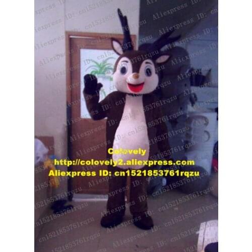 Gladsome Brown Sika Deer Spotted Deer Reindeer Caribou Moose Alces Mascot Costume Cartoon Character Pink Face Stomach ZZ672 FS