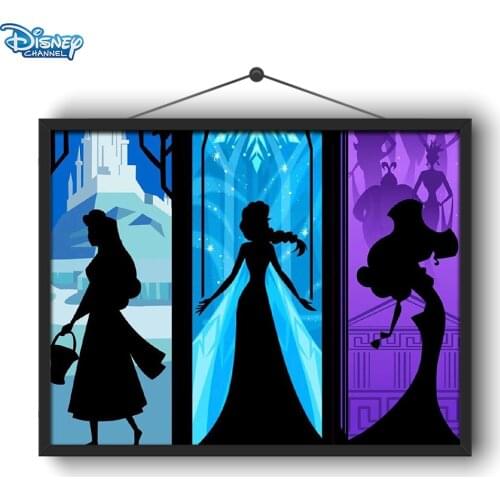 Disney 5D DIY Diamond Painting Princess Silhouette Series Illustration Full Circle Diamond Embroidery Craftsman Decoration