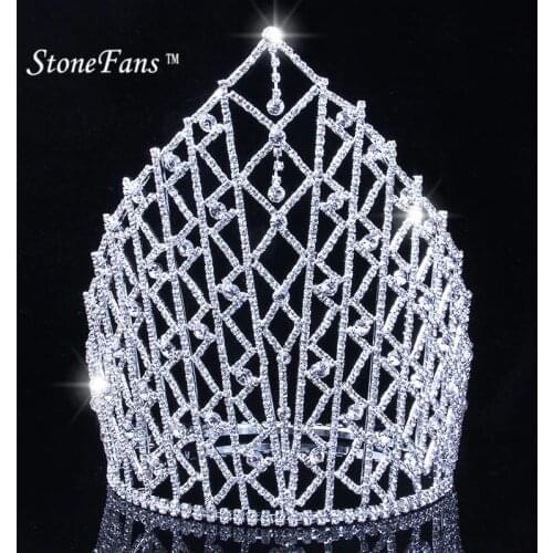 Royal Brides 9" Tiara Bridal Wedding Crowns Hair Combs Clear Rhinestone Crystal Headband Beauty Pageant Prom Jewelry