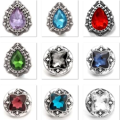 XH8034 Crystal Imitation Gemstone 18mm Metal Snap button fit snap jewelry DIY