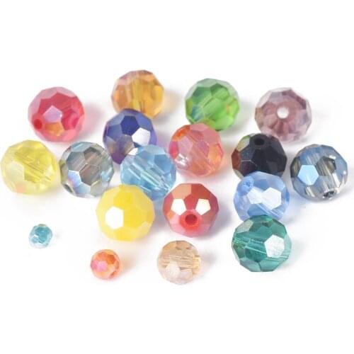 Round 32 Facets Cut Ball AB Plated Colors 3mm 4mm 6mm 8mm Faceted Crystal Glass Loose Spacer Beads lot for Jewelry Making DIY