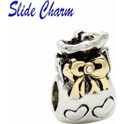 Fashion jewelry DIY charm, European and American style white crystal love handbag charm beads Fit Pandora Bracelet Necklace