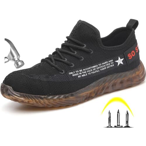 Mens Fashion Steel Toe Anti Smashing Work Shoes Men Puncture Proof Safety Boots Shoes Anti-Slip