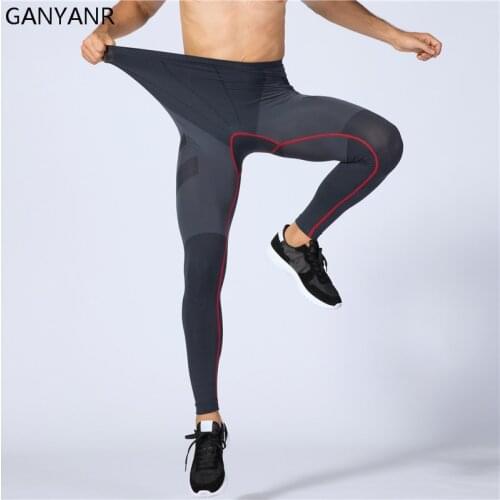 GANYANR Running Tights Men Yoga Basketball Compression Pants Fitness Athletic Leggings Gym Bodybuilding Training Sports Skinny