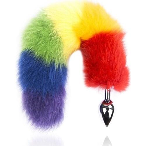 Fancy Hot Sale Rainbow Fox Tail Anal Plug Sex Toys For Women Men Erotic Metal Butt Insert Dildo Sexuales Cosplay