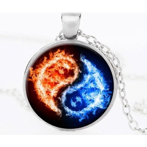 SUTEYI Newest Yin Yang Gossip Necklace Jewelry Glass Cabochon Witchcraft Pendant Fashion Crystal DIY Necklaces Jewelry Gifts