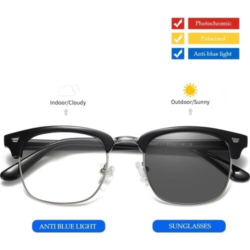 2-in-1 Photochromic Sunglasses Men Blue Light Blocking Glasses for Women TR90 Frame Computer Gaming Eyewear