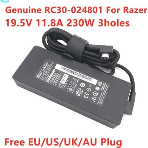 Genuine 19.5v 11.8A 230W 3Holes RC30-024801 AC Power Adapter For Razer BLADE 15 ADVANCED GTX1070 RX09-02878E92 Laptop Charger
