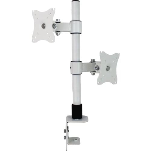 HILLPORT 14"-24" XD10 Dual Monitor Desktop Tv Stand Holder Clamp Grommet Hole Base Mount Foldable PC Articulated Arm 8kg White