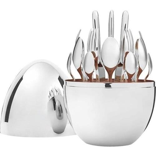 Home Furnishings Trendy 24pcs Knife Fork Cutlery Set Plating Stainless Steel Egg Tableware Kit Kitchen Accessories