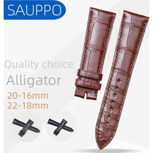 SAUPPO Crocodile Skin Leather Strap for Blancpain Villeret 6606 Corcodile Leather Watch Band Men Watches Wrist Strap Watchband