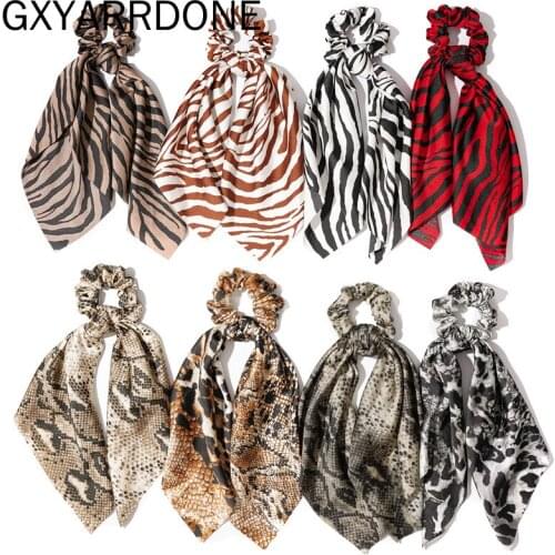 2019 Women Snake Elastic Hair Bands Stretch Ponytail Rubber Leopard Print Headband Bow Ties Scrunchies Headwear Hair Accessories