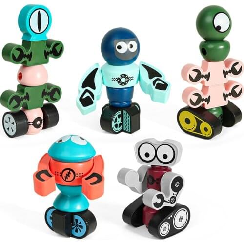 DIY Magnetic Robot Blocks Wisdom Blocks Toy Planet Guardian Deformation Robot for Kids Puzzle Assembling Toy Educational Gifts