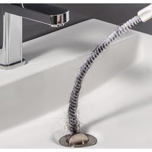 Pipeline Dredging Brush Spiral Sink Hair Pick Up Cleaning Sewer Dredging Brush Bendable Bathroom Kitchen Dredge Clean Brush