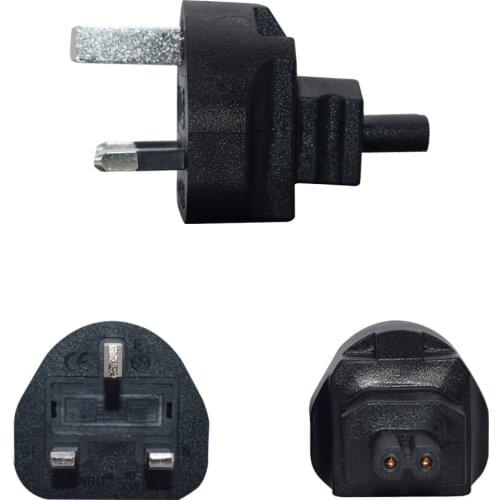 UK 3 prong to IEC320 C7 AC connector plug,IEC320 C7 2 hole to UK Standards 3 pin Power Conversion Adapter