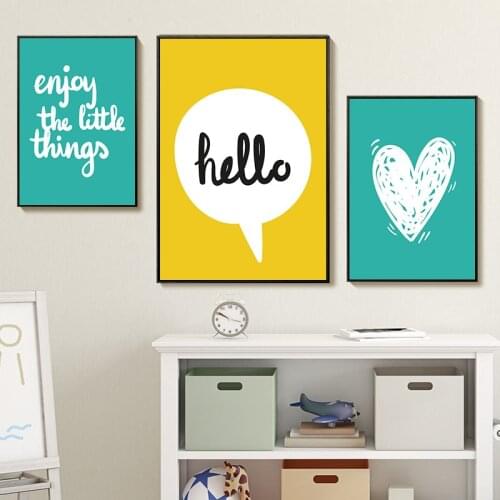 Modern Minimalist Phrase Art Canvas Painting Happy Enjoy Print And Poster Wall Art Kids Nursery Room Home Decor
