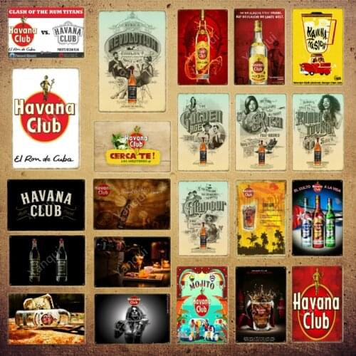 Havana Club Plaque Italy Beer Martini Vintage Metal Plates Cafe Pub Bar Decorative Sign Wall Stickers Art Poster Home Decor