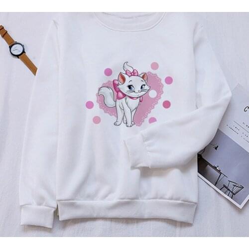 Sudaderas Para Parejas Disney Marie Cat Print Sweatshirt Womens Clothes French Romance Fashion Pullover Hoodie Casual Loose Coat