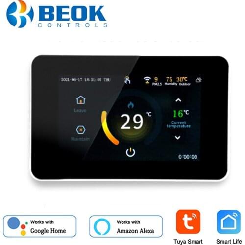 Beok Tuya WiFi Smart Thermostat Electric/Water Floor Heating Temperature Controller Work with Alexa Google Home for Smart Home