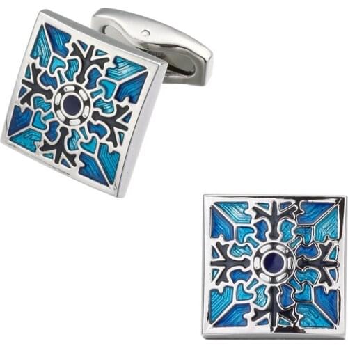 A pair shirt cufflinks for mens Brand cuff buttons blue art cuff link top grade gemelos High Quality abotoaduras Designer Jewelr