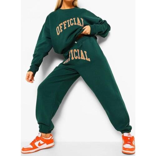 2021 Autumn Winter Women Fashion Set Two Piece New Letter Print Hoodies + Elastic Waist Pant Suit Female Sweatshirt Outfits