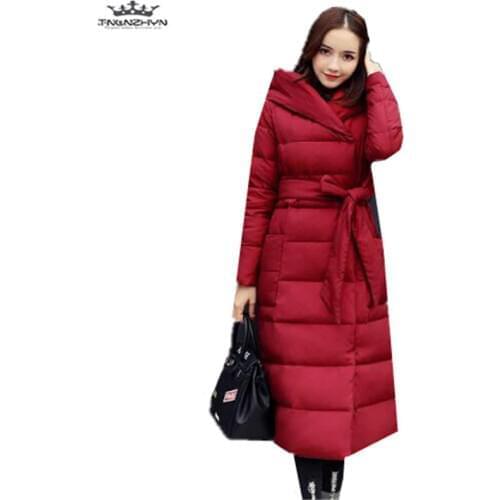 Tnlnzhyn 2019 New Winter Women Coat Women Slim Hooded Women Medium long Down Cotton Jacket Thick Parka Fashion Warm Coat Y664
