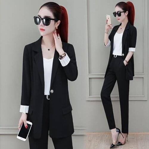 Vintage Spring Autumn Women 3-piece Set Pant Suit Blazer Jacket & Pant 2021 Office Wear Women Suits Female Sets Plus Size M-4XL