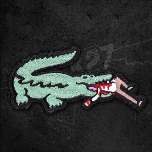 Brutal Crocodile Biting People Embroidery Patches Love Your Life For Clothing T-shirt Bag DIY Applique Velcro Creativity Badge
