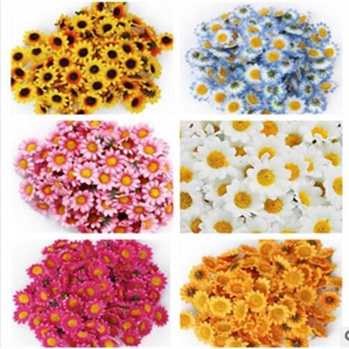 100Pcs 4cm Artificial Flowers White Daisy With Yellow Center for Wedding Party Home Decoration DIY Scrapbook