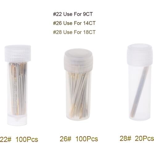100PCS Golden Tail Embroidery Fabric Cloth Cross Stitch Needles Craft Tool Size 22# 26# #28