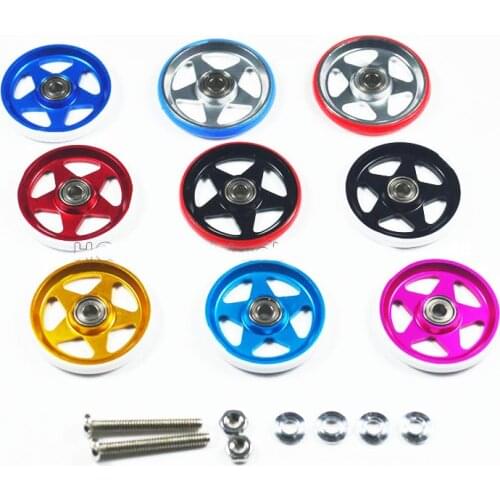 2Pcs HG Star 19mm Aluminum Low Friction Hard Rubber O Ring Guide Wheel 15461 Rollers for Tamiya 1/32 Scale Mini 4WD Car Model