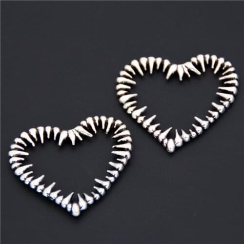 6pcs Alloy Hollow Thorny Heart Charm Pendant Jewelry Making Pendant DIY Handmade Craft A886