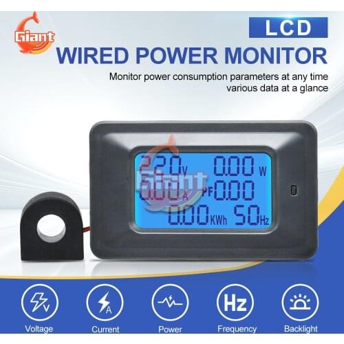 AC 110-250V 20A/100A LCD Digital Power Energy Meter Voltage Current KWh Watt Meter Monitor with Split Current Transformer