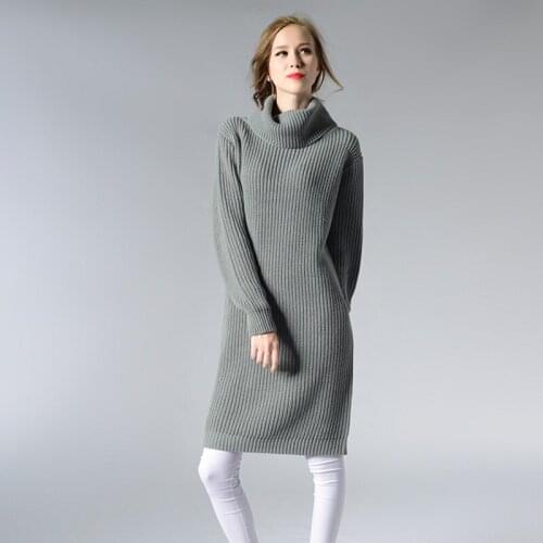 AECU Dress Women Long Sleeves Bodycon Turtleneck Mini Dress Women Jumper Dresses Knitted Female Winter Sweater Pullover 2021