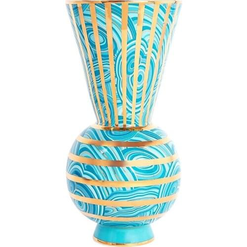 American Gold Striped Vase Decoration Luxury Large Vase Flower Pot Creative Art Vases Nordic Home Desktop Living Room Decoration