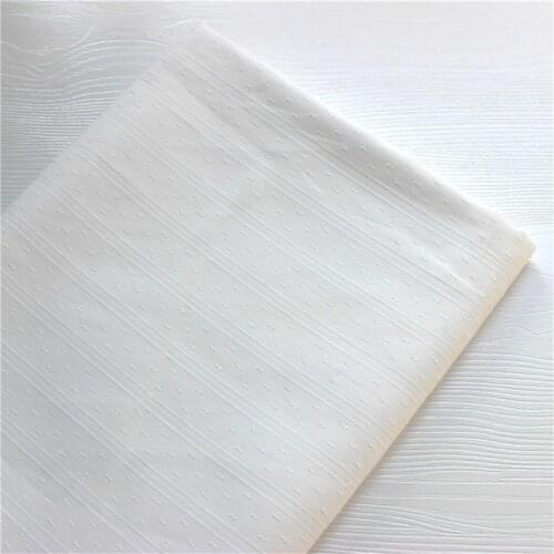 White 100% Cotton Dobby Breathable Fabric By The Meter for Dress Shirt In Spring Summer Sewing Tissu