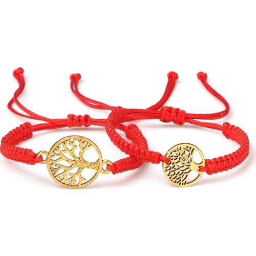 Tree of Life Bracelets 2pcs Handmade Adjustable Thread Buddhist Couple Distance Bracelets Bangles Friendship Wristband Jewelry