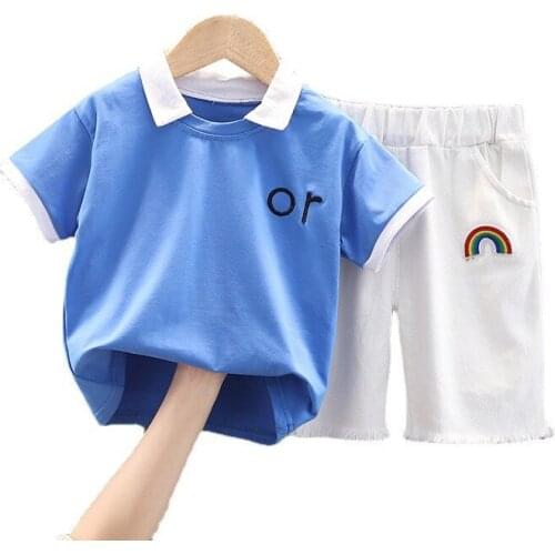 New Summer Baby Girl Clothes Children Solid T-Shirt Shorts 2Pcs/Sets Toddler Sport Casual Outfits Boys Clothing Kids Tracksuits