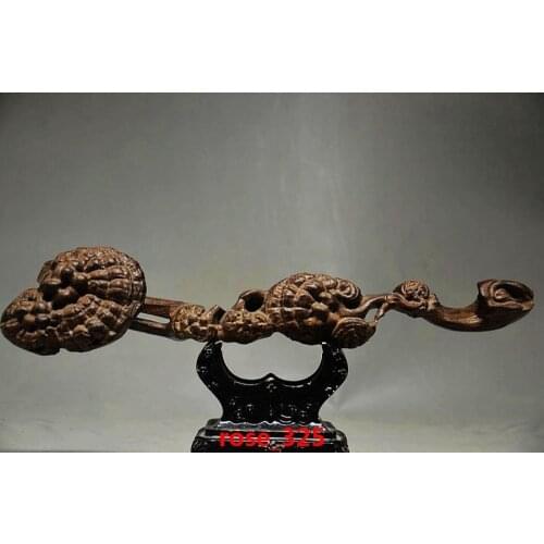 Home Decor COLLECTIBLE CHINESE AGARWOOD HAND CARVED GANODERMA RUYI STATUES