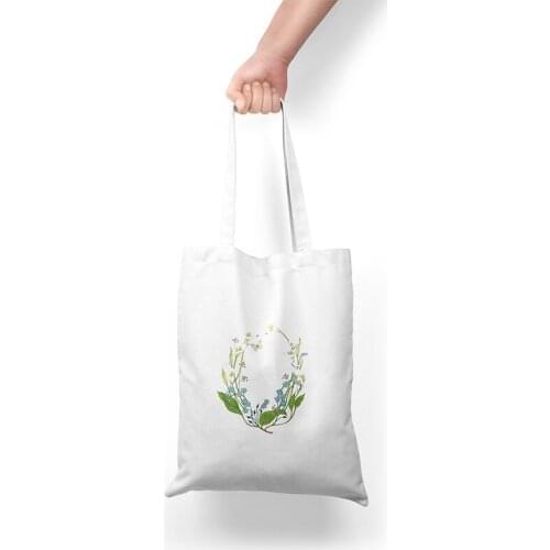 Eco Women Handbag Foldable Beach Bag Flower Print Casual Canvas Tote Reusable Shopping Bags Daily Use Shoulder Bag