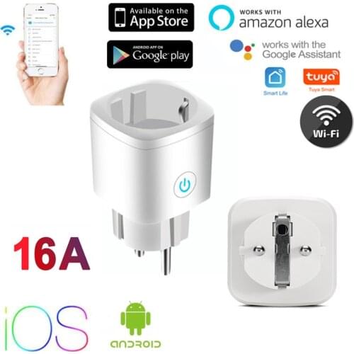 1-6pcs Smart Home WiFi Socket EU Plug 16A Remote Control Home Appliances App Tuya Smart Life Outlet Works With Alexa Google Home