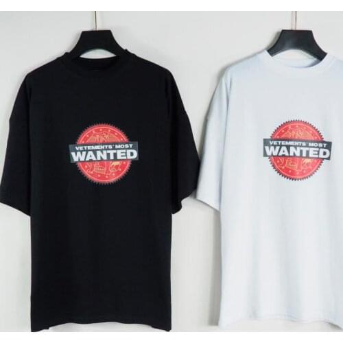 Vetements Short-sleeved Female Couple Loose Street Hip-hop Trend T-shirt Mens Cotton Round Neck Letter Print 11